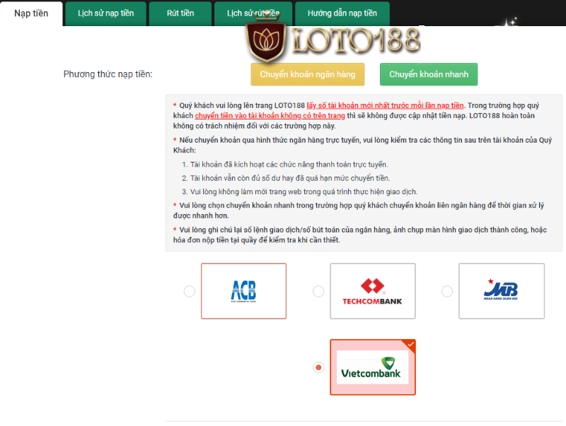 Một số vấn đề cần lưu ý khi nạp tiền Loto188 là gì?